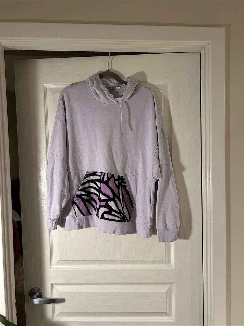 Puma Lavender Hoodie with Purple Black Patterned Pocket